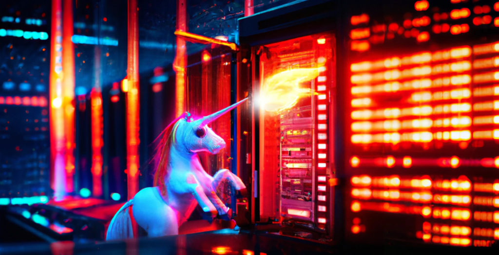 Web Server Fire Extinguished Glowing Unicorn