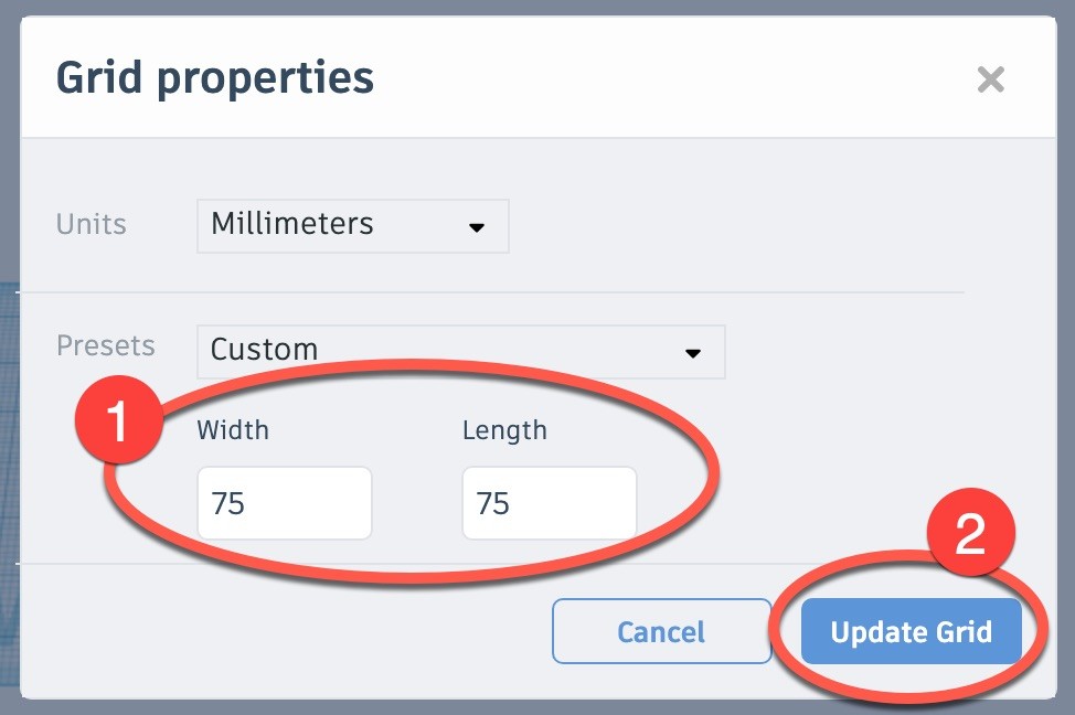 3DP update grid properties