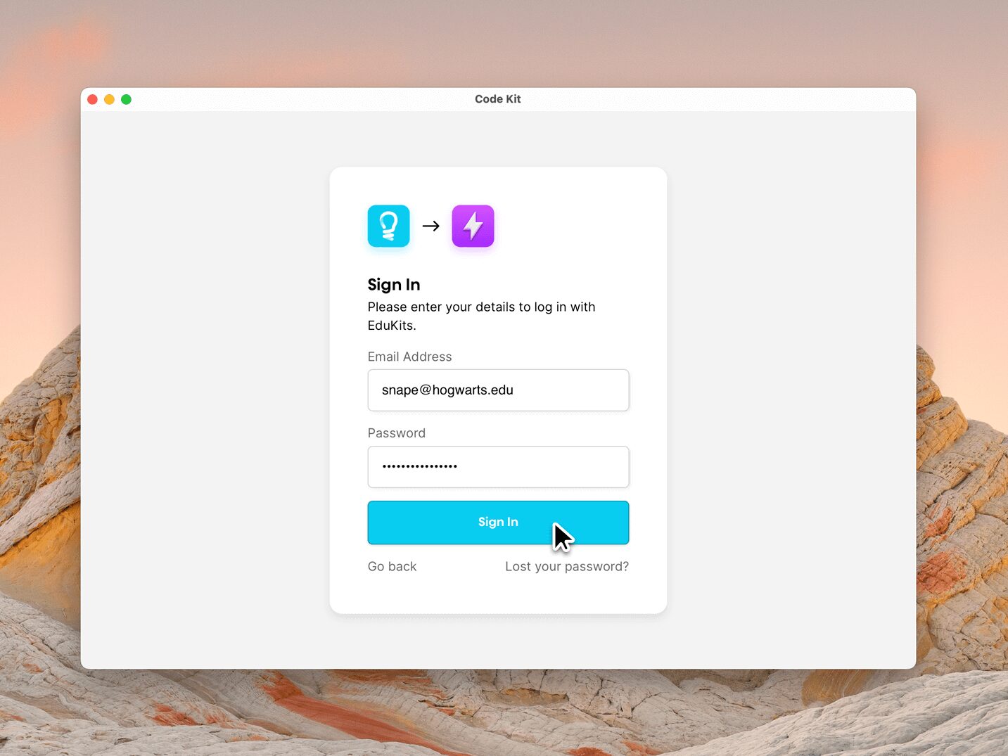 Code Kit Desktop Installation Guide 7 Code Kit Activate Sign In Step 1