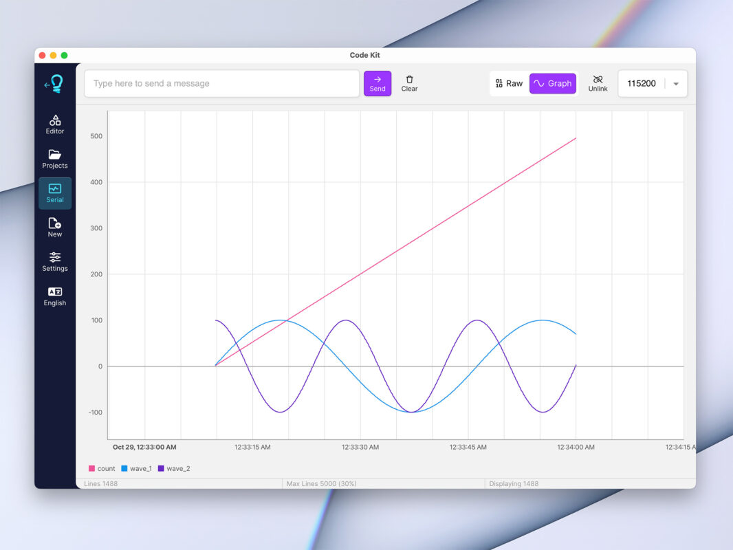 Code Kit Pro Serial Monitor Plot Graph Feature